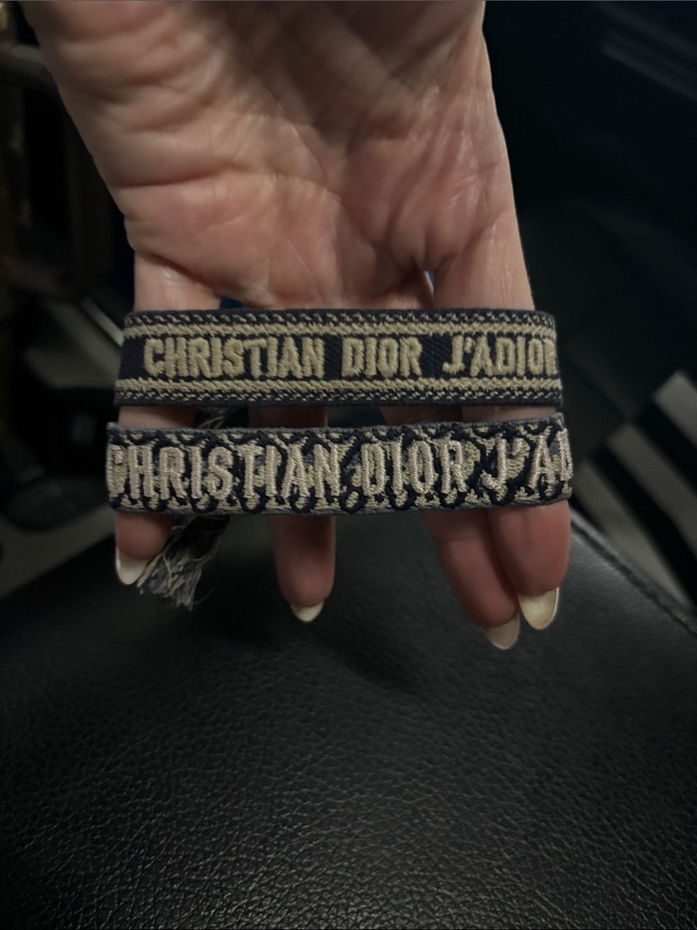 Dior Navy and Beige J'Adior Woven Logo Bracelet Set